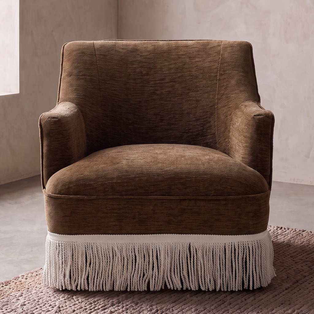 Hyfirm Vintage Accent Chair with Fringe Tassel Skirt