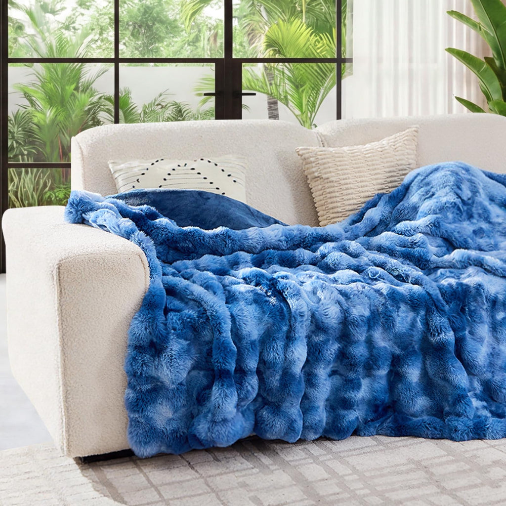 Cow-Print Faux Fur Throw Blanket