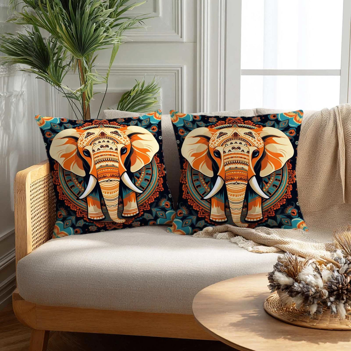 Firmiso Rust Orange Mandala Throw Pillow Covers 18x18 Set of 2
