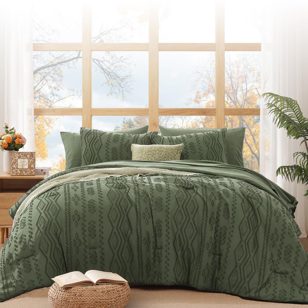 King Size Comforter Set- 7 Pieces Tufted Bed in a Bag King Bedding Sets