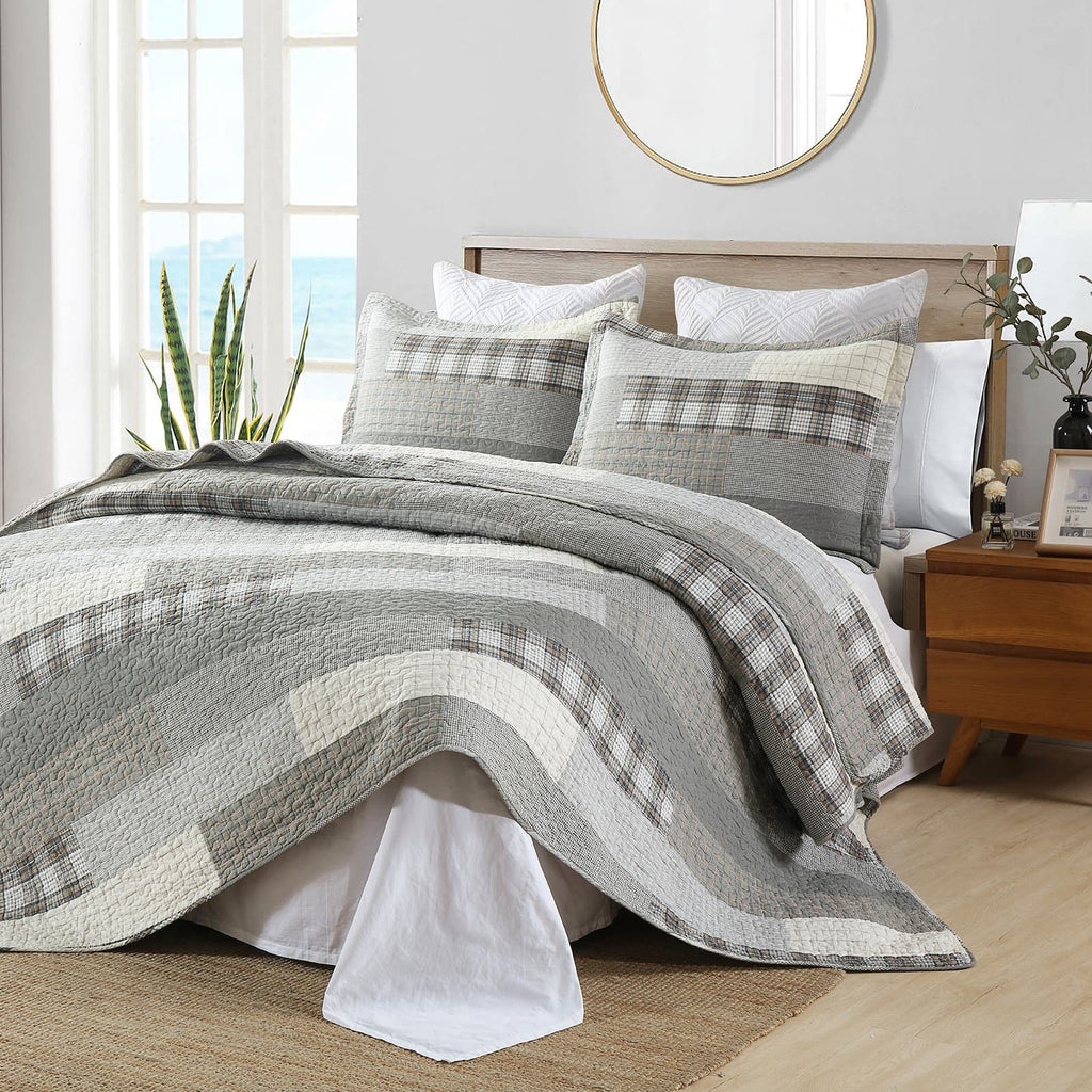 PANGUSHAN 100% Cotton Quilt Set Queen Size