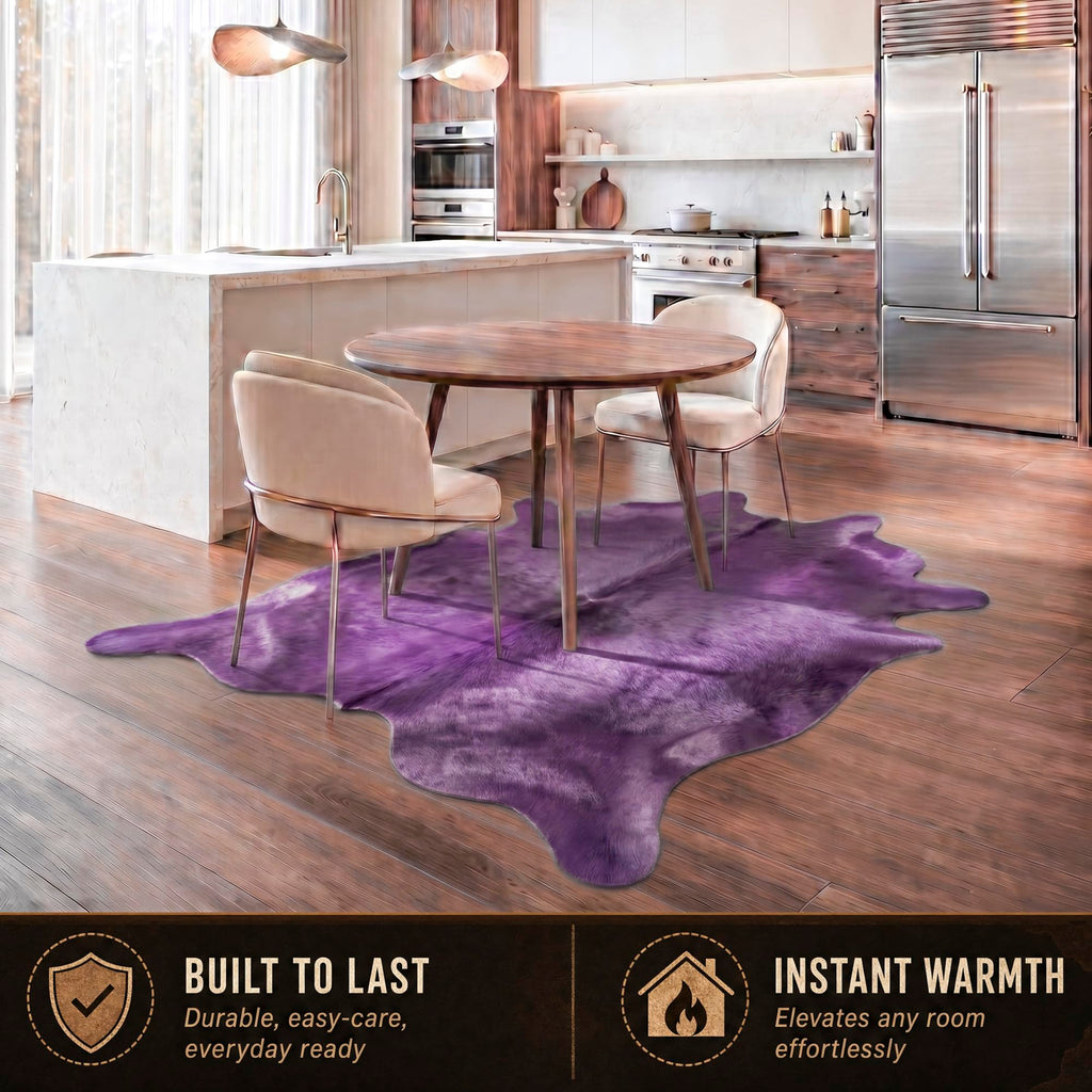 Natural Geneva Cowhide Area Rug, Off-White, 6 ft x 7 ft