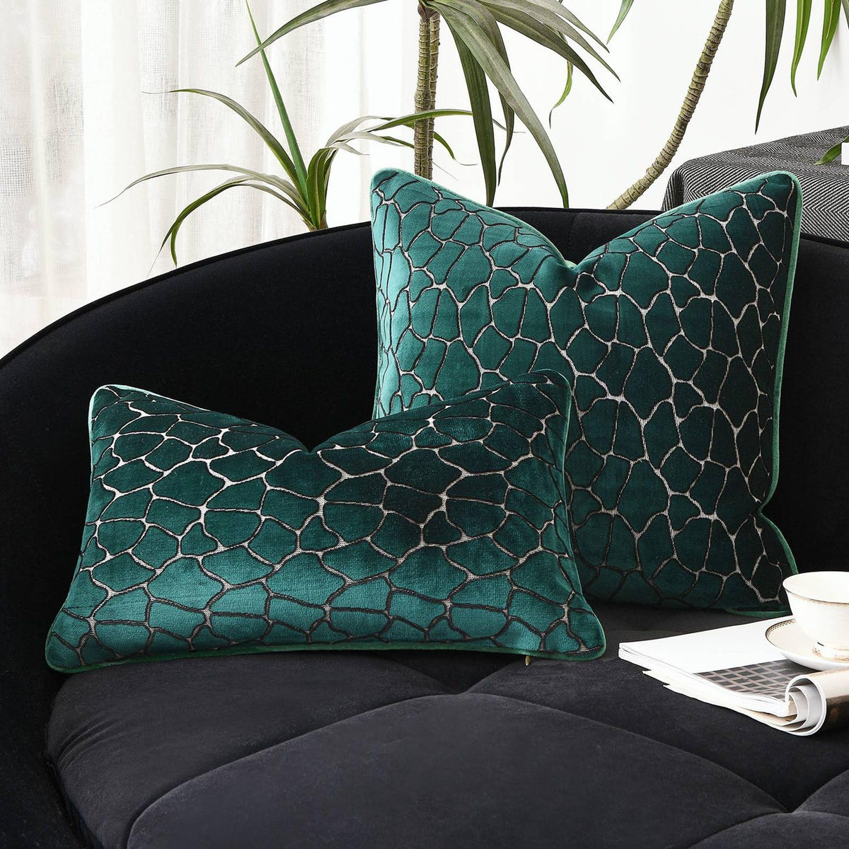 Luxury Brown Cut Pile Velvet Pillow Covers 18x18 with Raised Textured Pattern(Not a