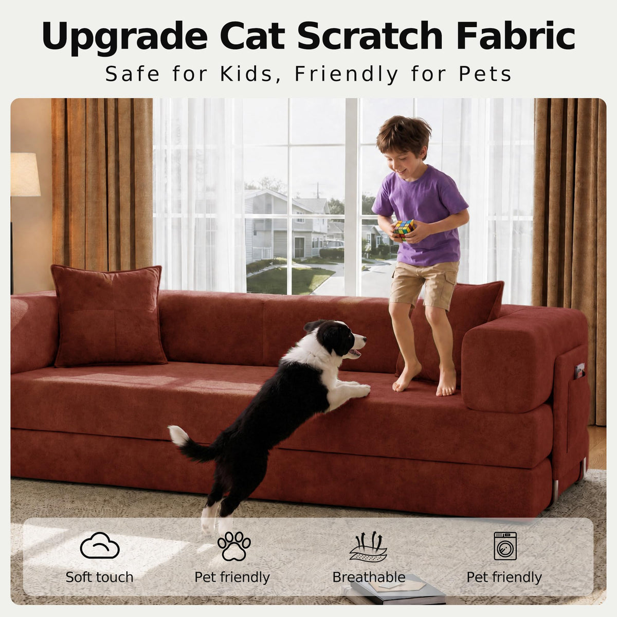 78.8'' Futon Sofa Bed, Boneless Couches for Living Room