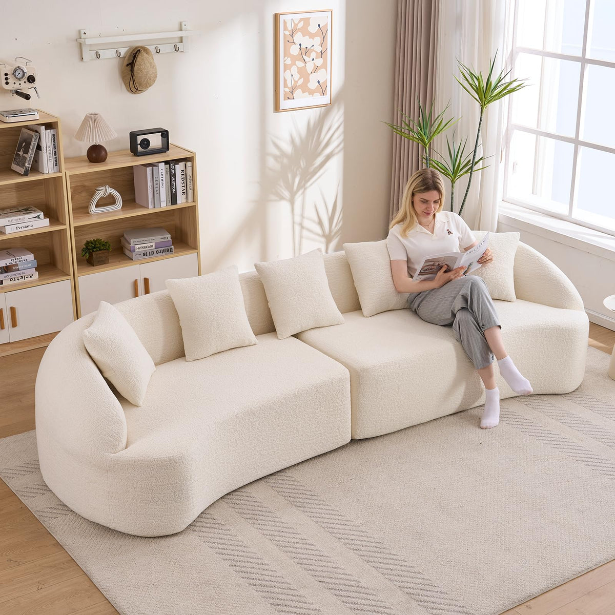 Curved Cloud Sectional Sofa with Pillows