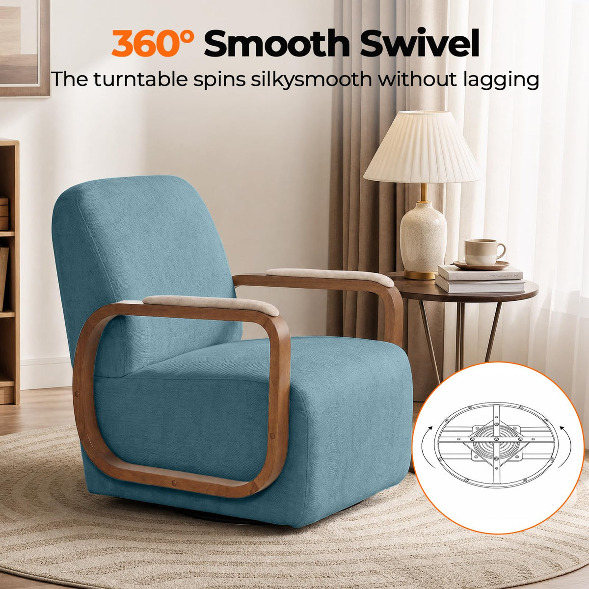 Couchus Swivel Accent Chair with Sturdy Base (Beige, Set of 2)