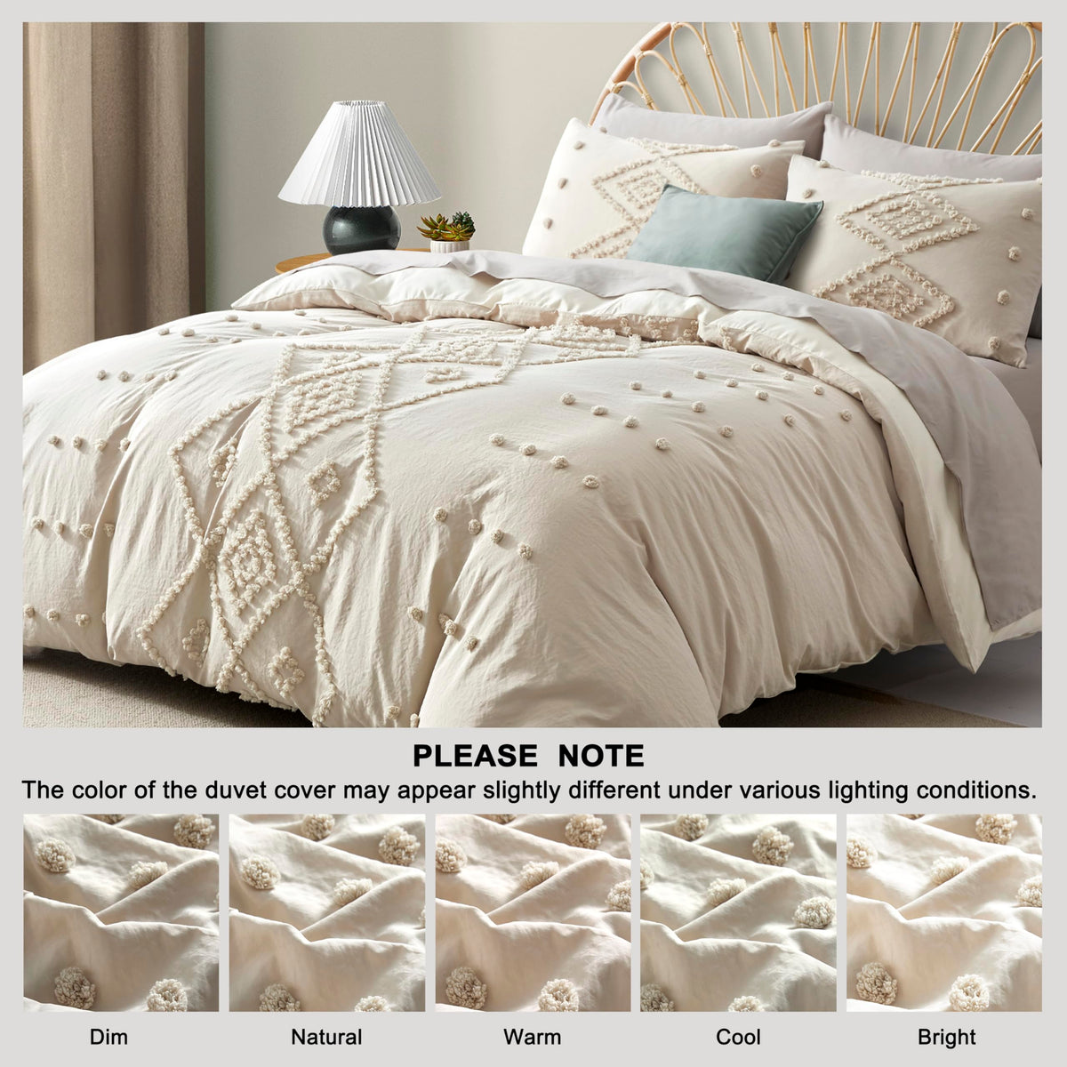 Oli Anderson Tufted Boho Queen Duvet Cover Set, Pumpkin Brown, 3 Pieces
