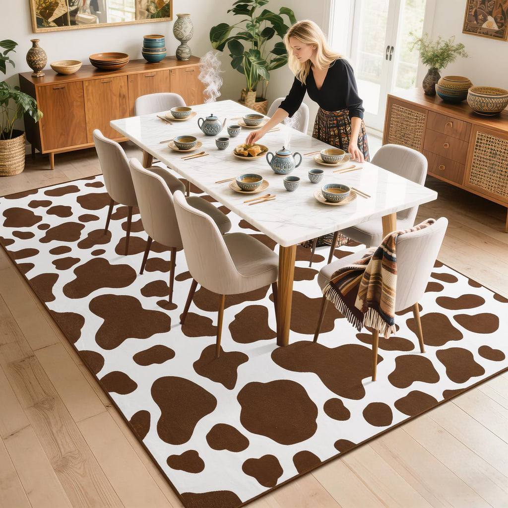 BENRON Soft Cowhide Rug 4x6, Faux Cow Hide Rug for Living Room Bedroom