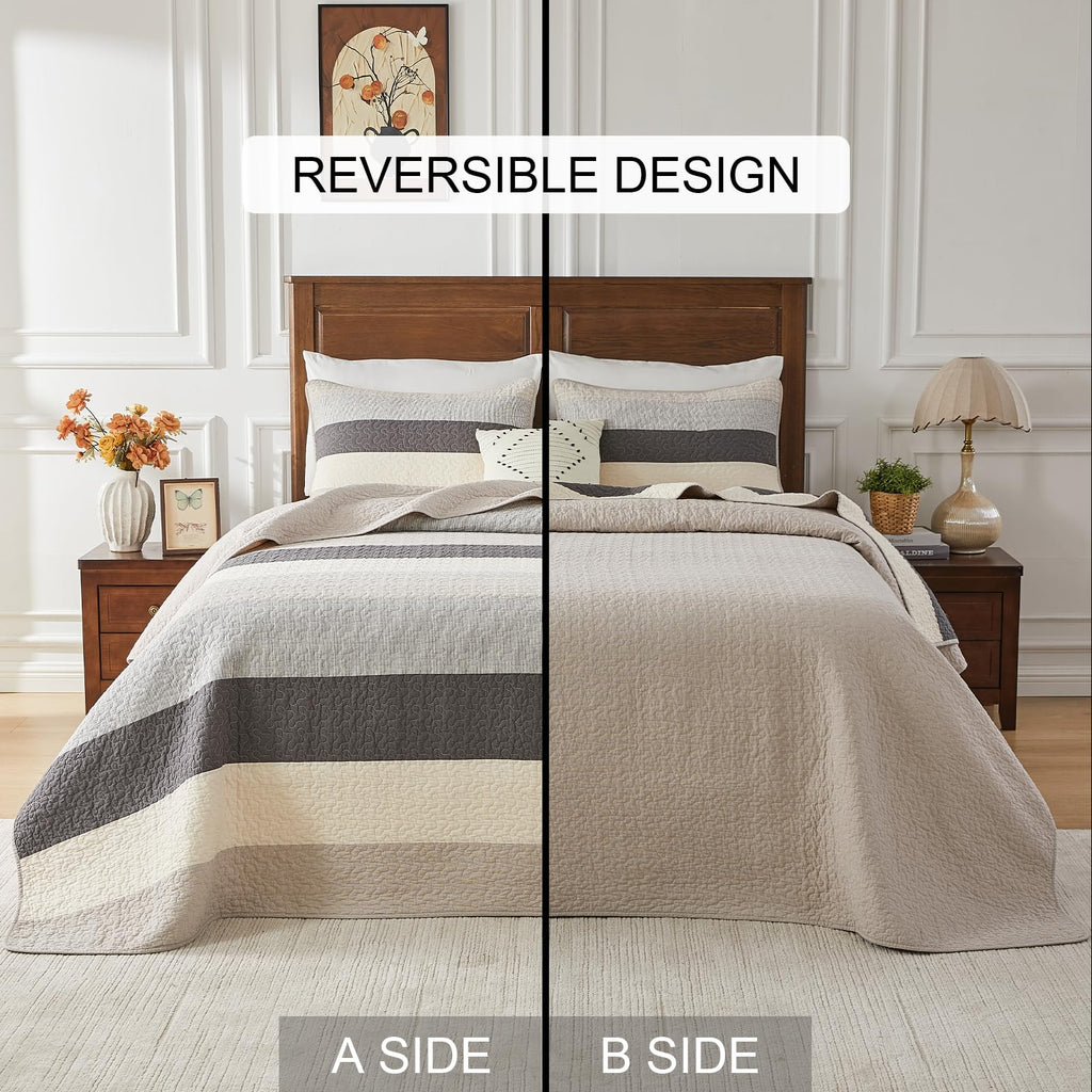SahSahCasa 128"x120" 100% Cotton Oversized California King XL Bedspread Coverlet
