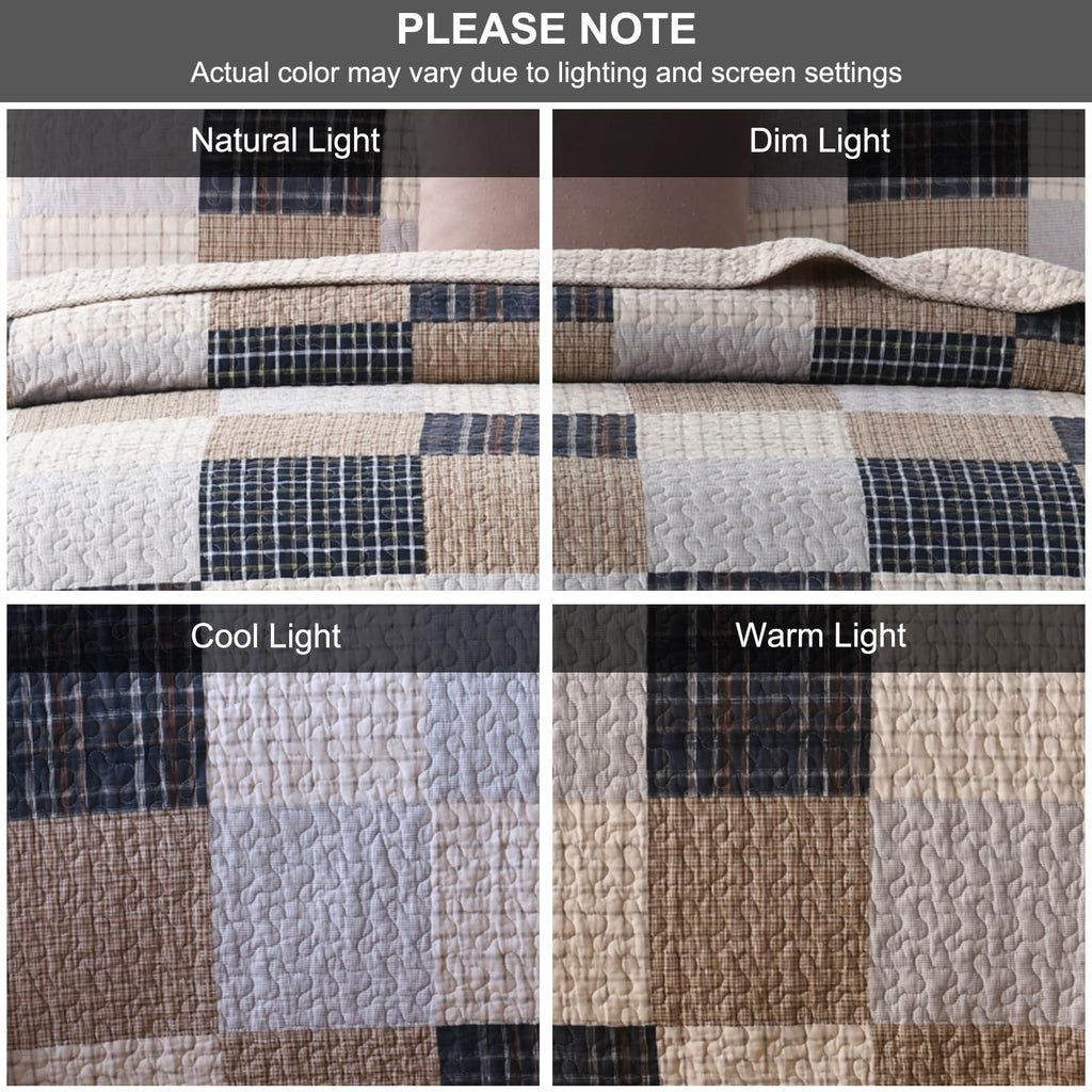PANGUSHAN 100% Cotton Quilt Set Queen Size
