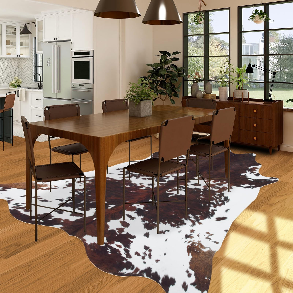 Faux Cowhide Rug 4.6x5.2 ft Cow Hide Faux Cowhide for Living Room Bedroom Dining