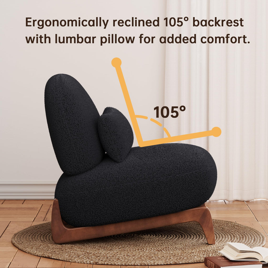 Morden Fort Modern Cloud Sofa Couch - 3 Seater Sherpa Boucle Sofas with Wood Legs