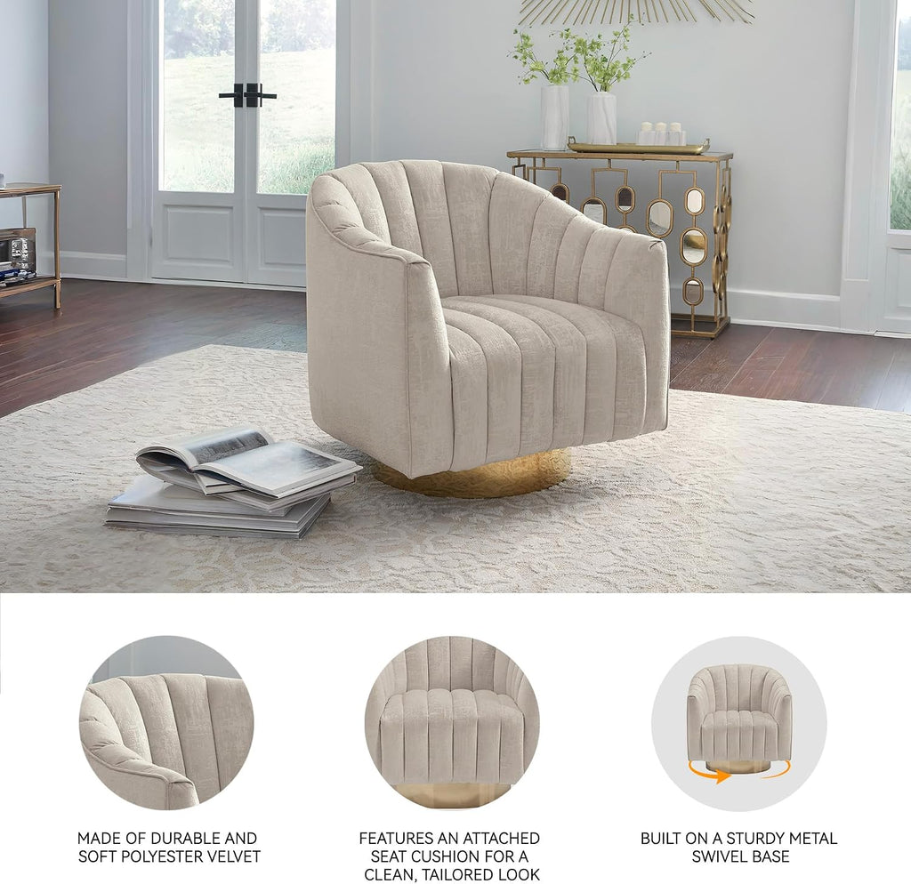 Signature Design by Ashley Swivel Barrel Accent Chair, Pearl, Penzlin