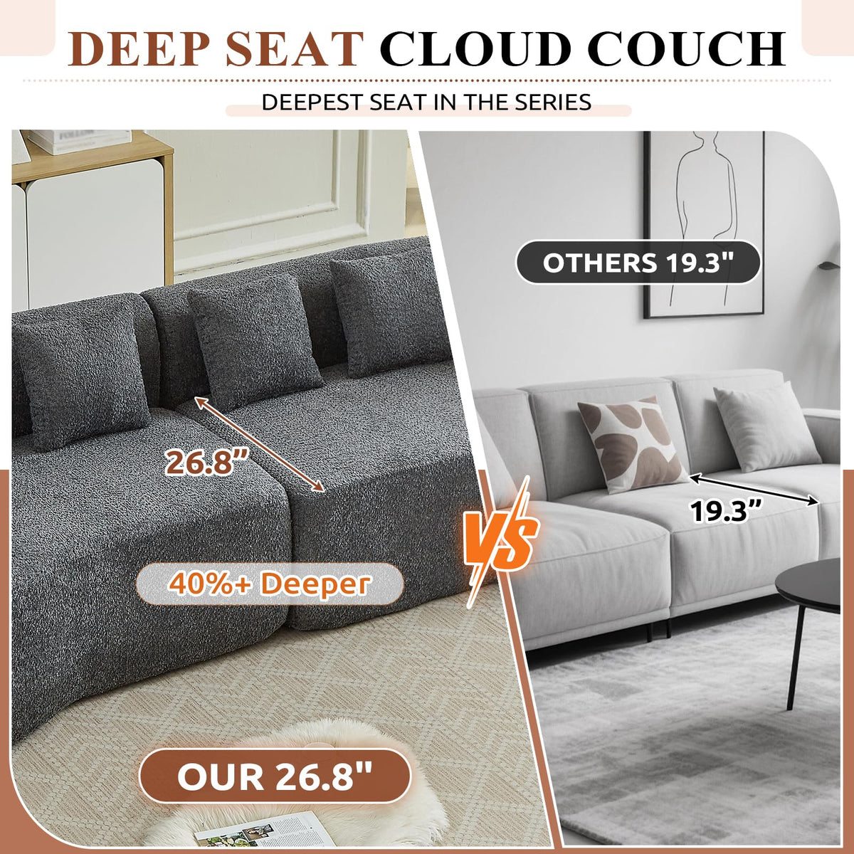 Curved Cloud Sectional Sofa with Pillows