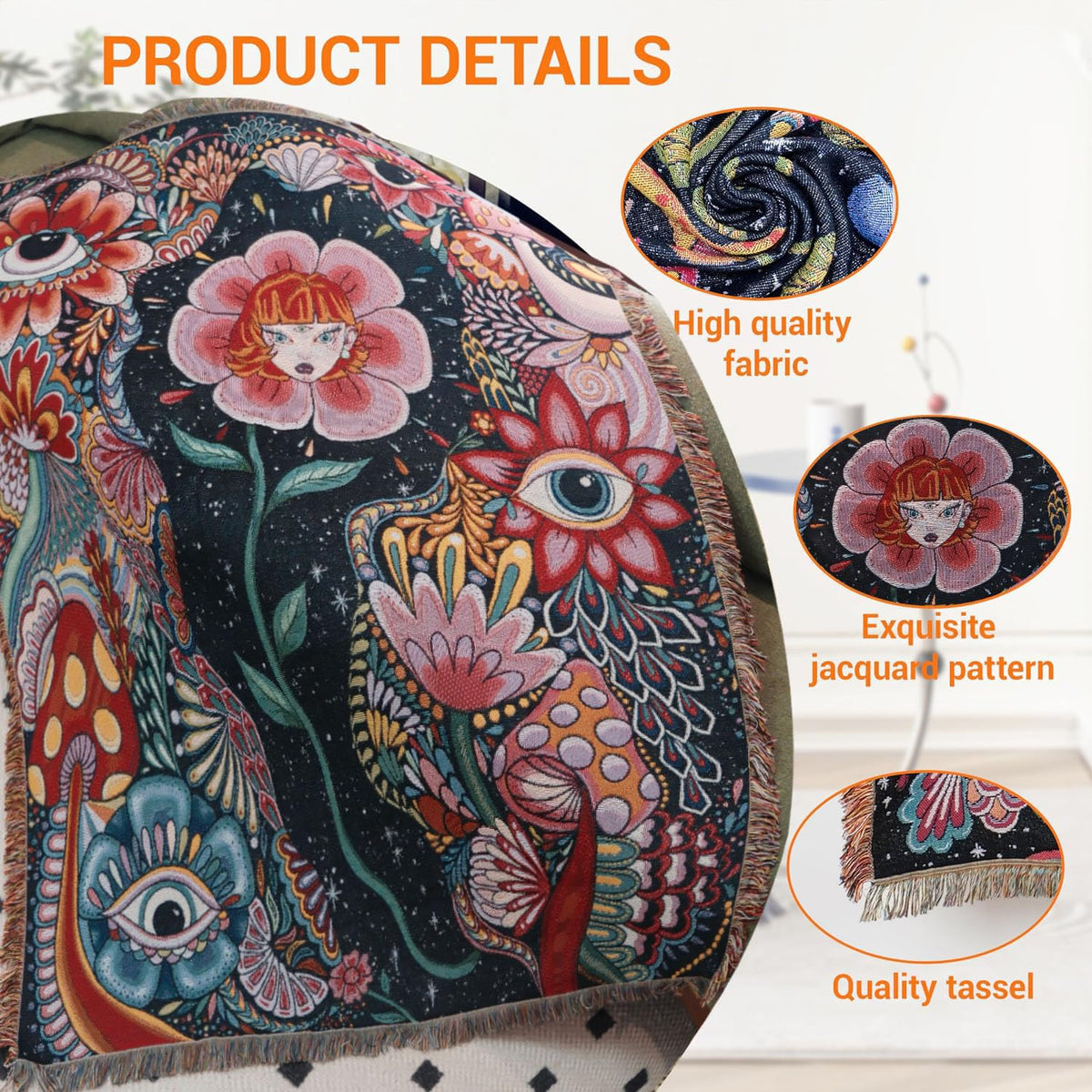 Reversible Boho Woven Throw Blanket