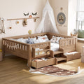 Montessori Bed with Stairs, Bookshelf & Storage Drawers