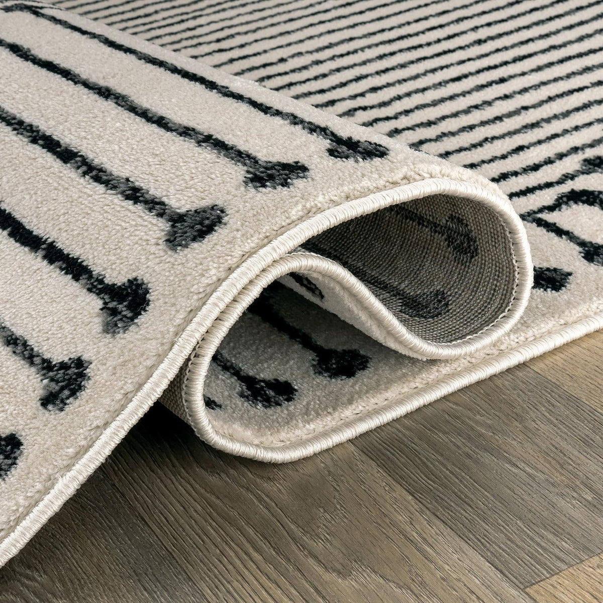 Rugshop Contemporary Bohemian Stripe Area Rug 7'10" x 10' Black