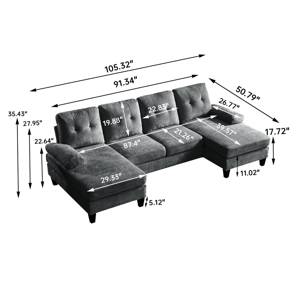 105" Sectional Sofa Couch
