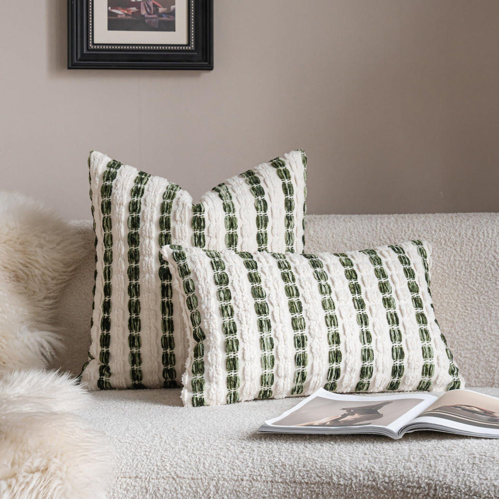 Striped Chenille Pillow Covers
