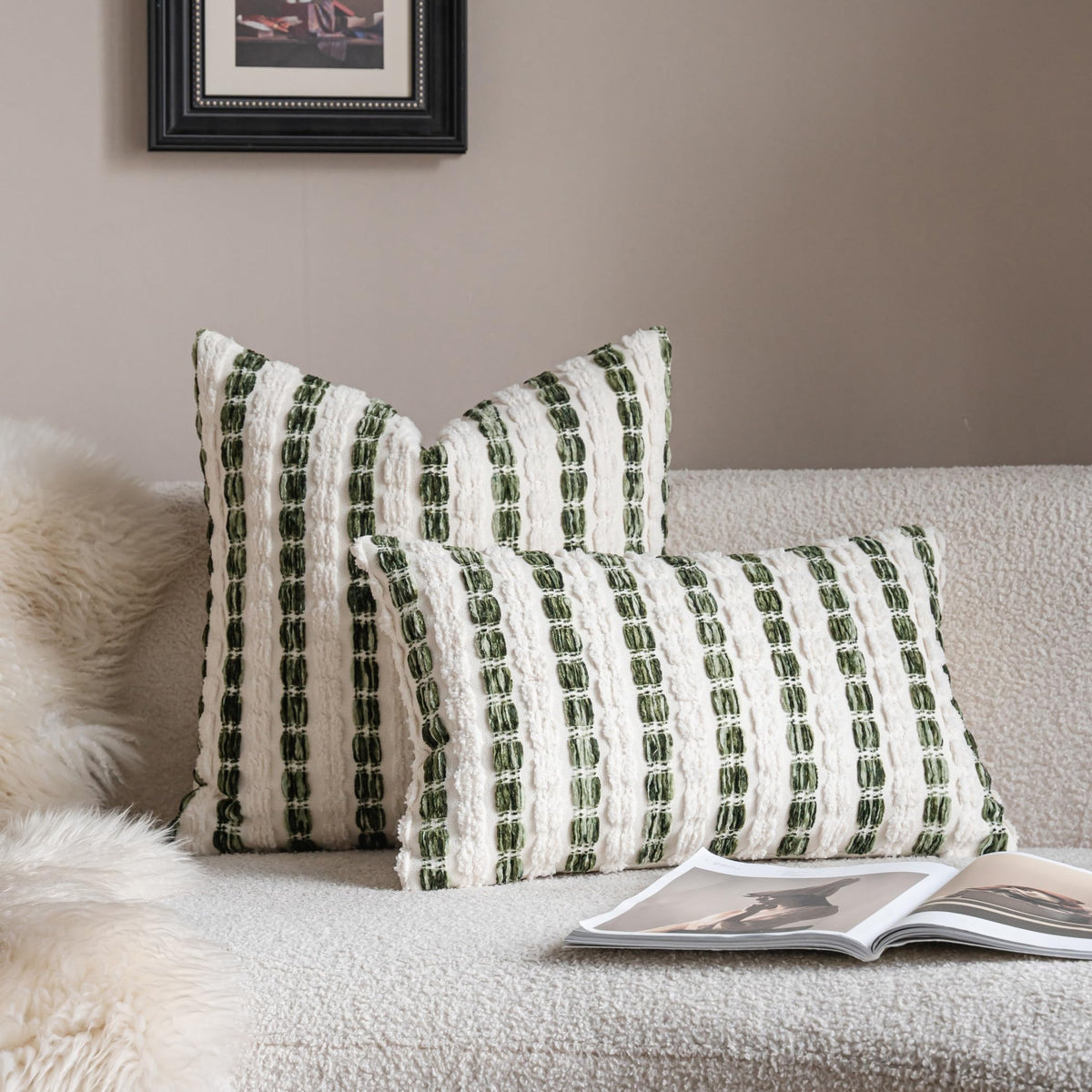 Striped Chenille Pillow Covers