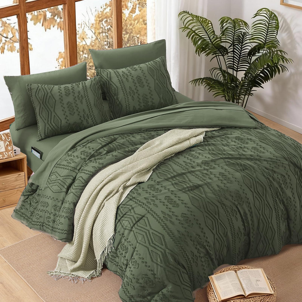 King Size Comforter Set- 7 Pieces Tufted Bed in a Bag King Bedding Sets