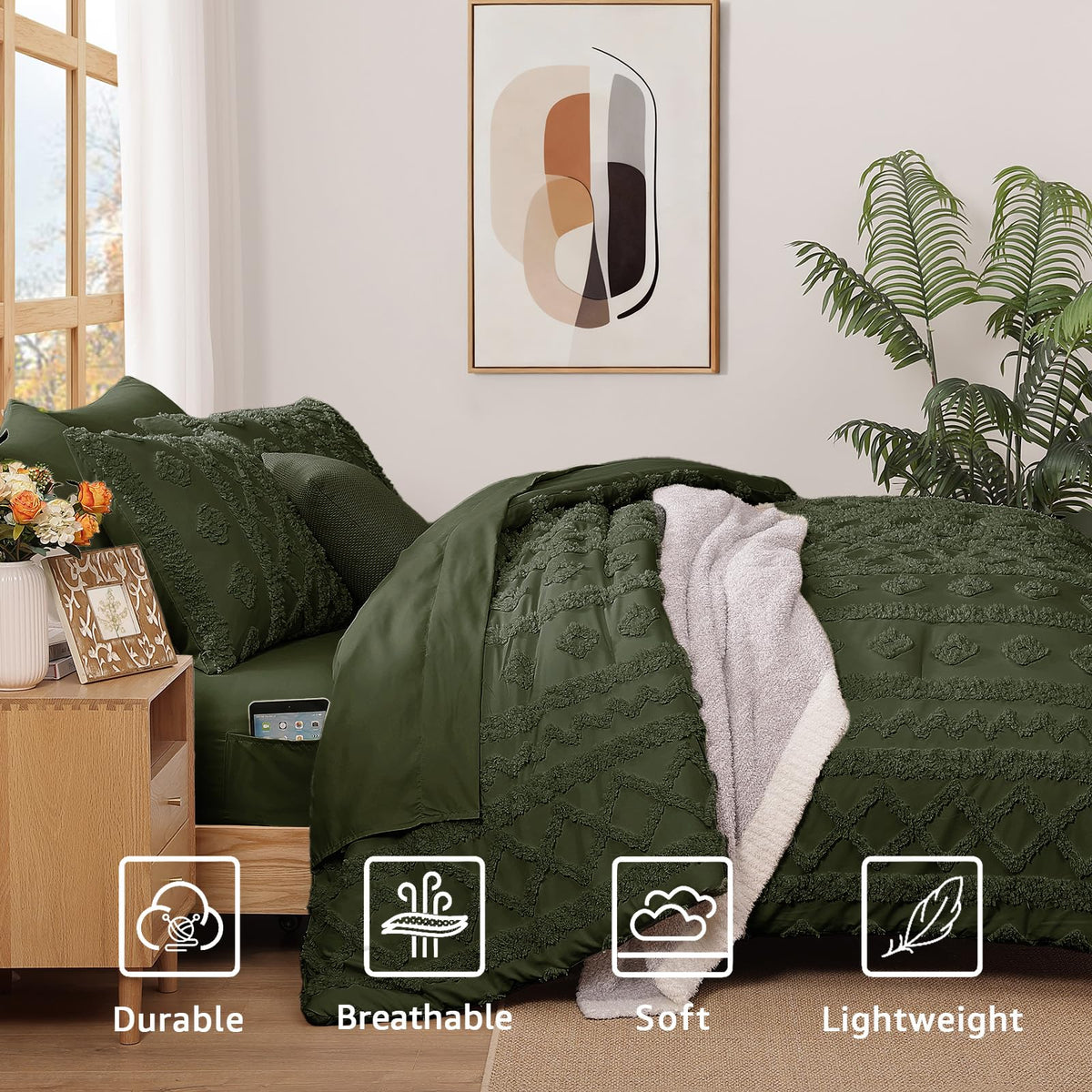 King Size Comforter Set- 7 Pieces Tufted Bed in a Bag King Bedding Sets