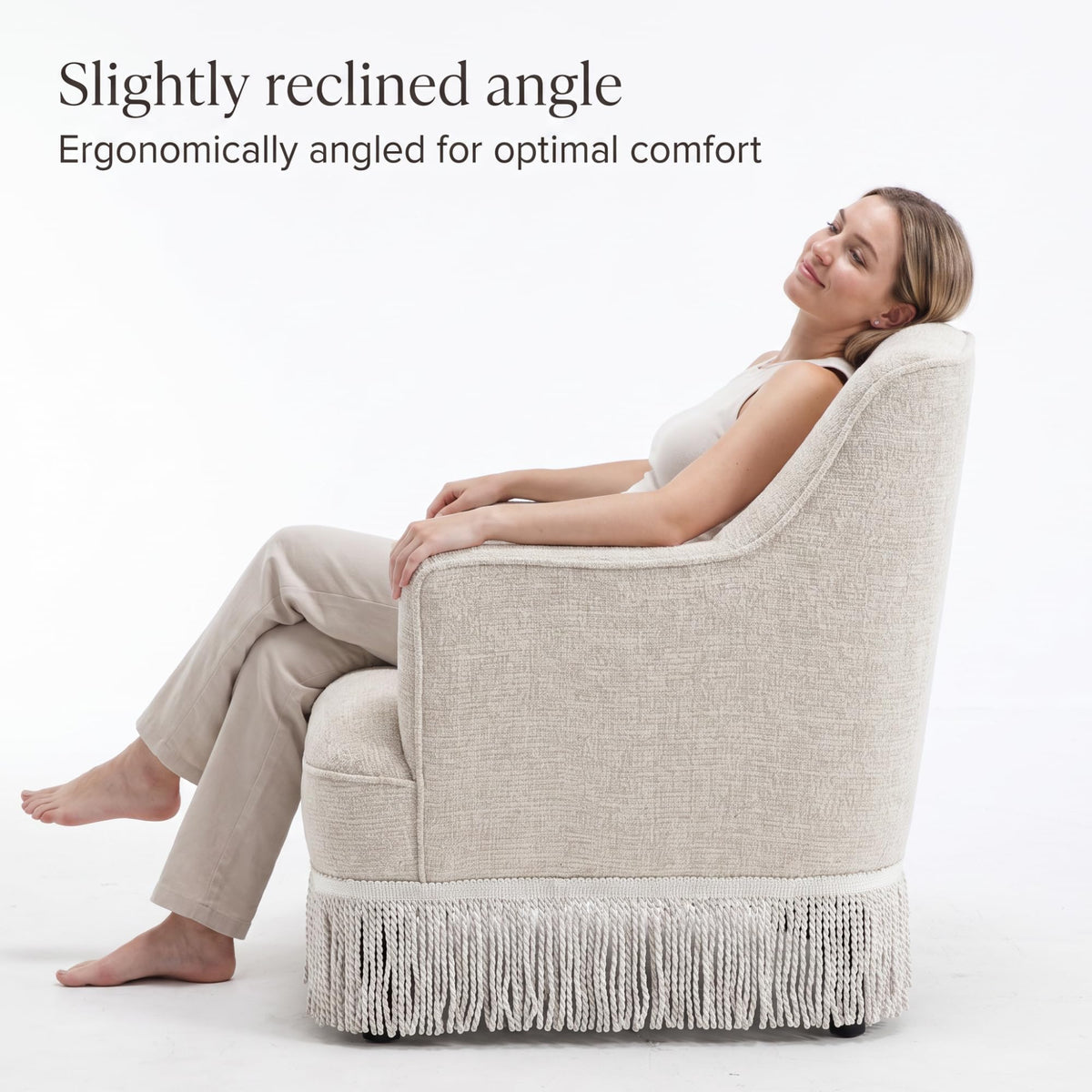 Hyfirm Vintage Accent Chair with Fringe Tassel Skirt