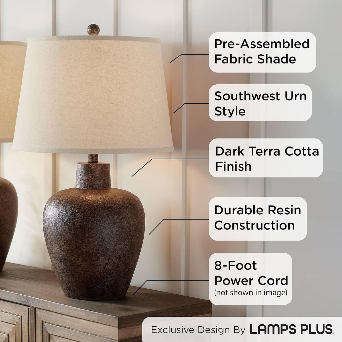 Glenn 27" Tall Table Lamps Set of 2 Terra Cotta Farmhouse Southwest Rustic