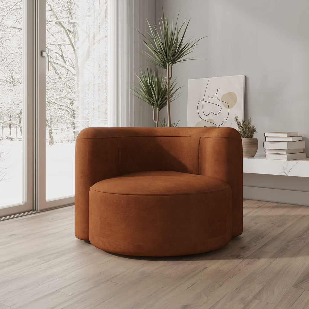 Acanva Mellow Tight Curved Back Accent Chairs Set of 2, Velvet Sofa