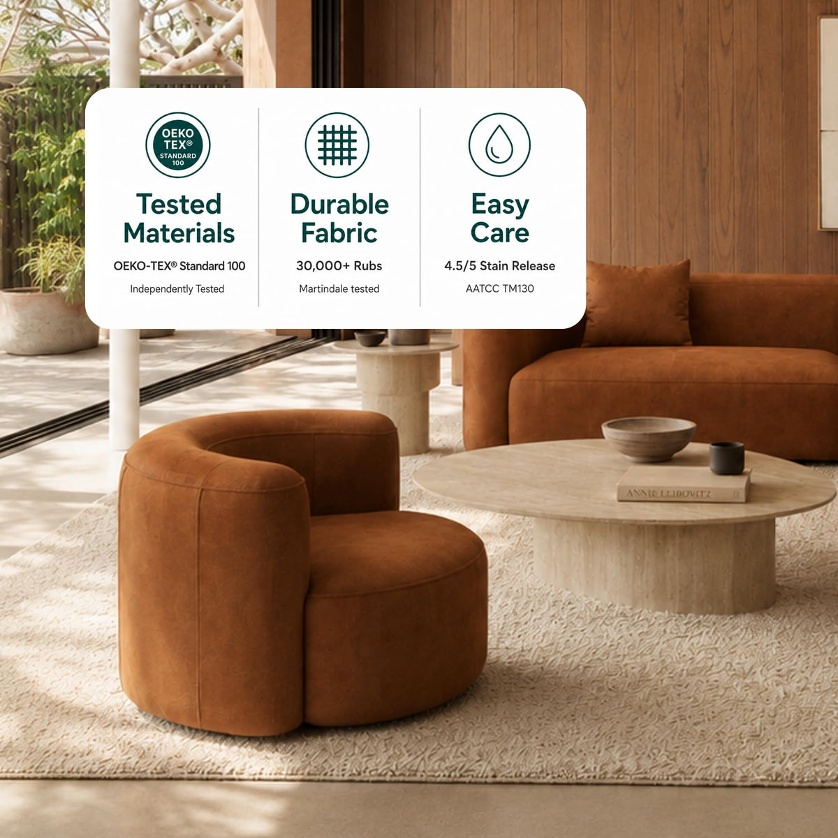 Acanva Mellow Tight Curved Back Accent Chairs Set of 2, Velvet Sofa