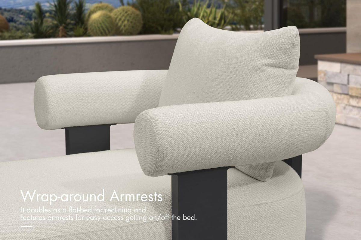 PURPLE LEAF Chaise Lounge 2 Pieces with Cushion and Pillow, Armrest, White