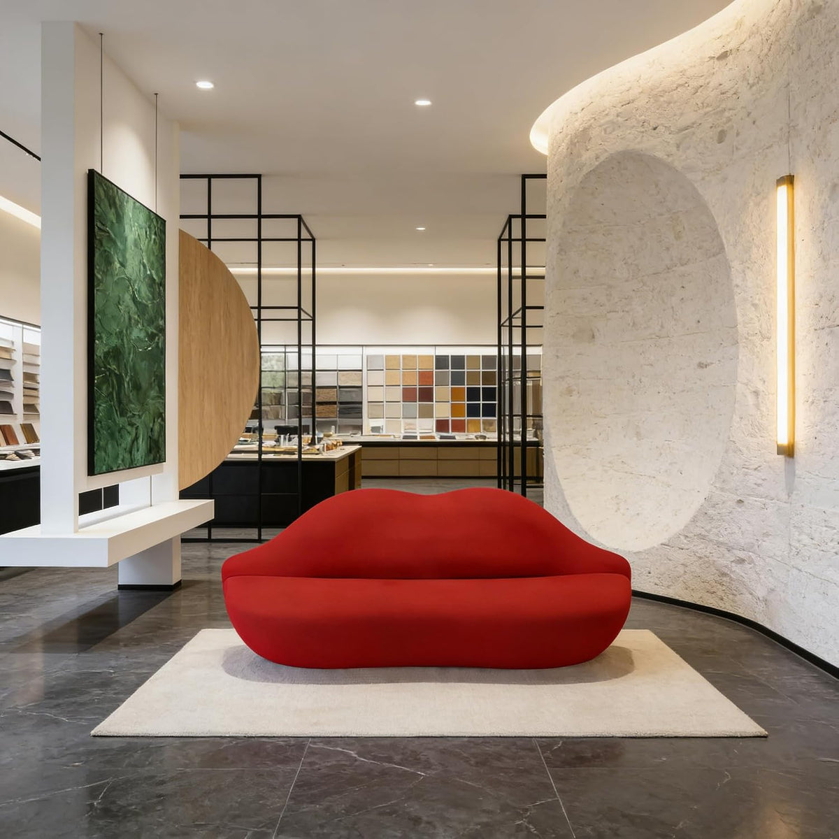 Lip-Shaped Sculptural Lounge Sofa
