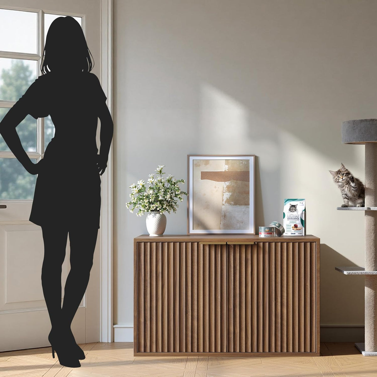 Compact Furniture-Style Cat Litter Enclosure