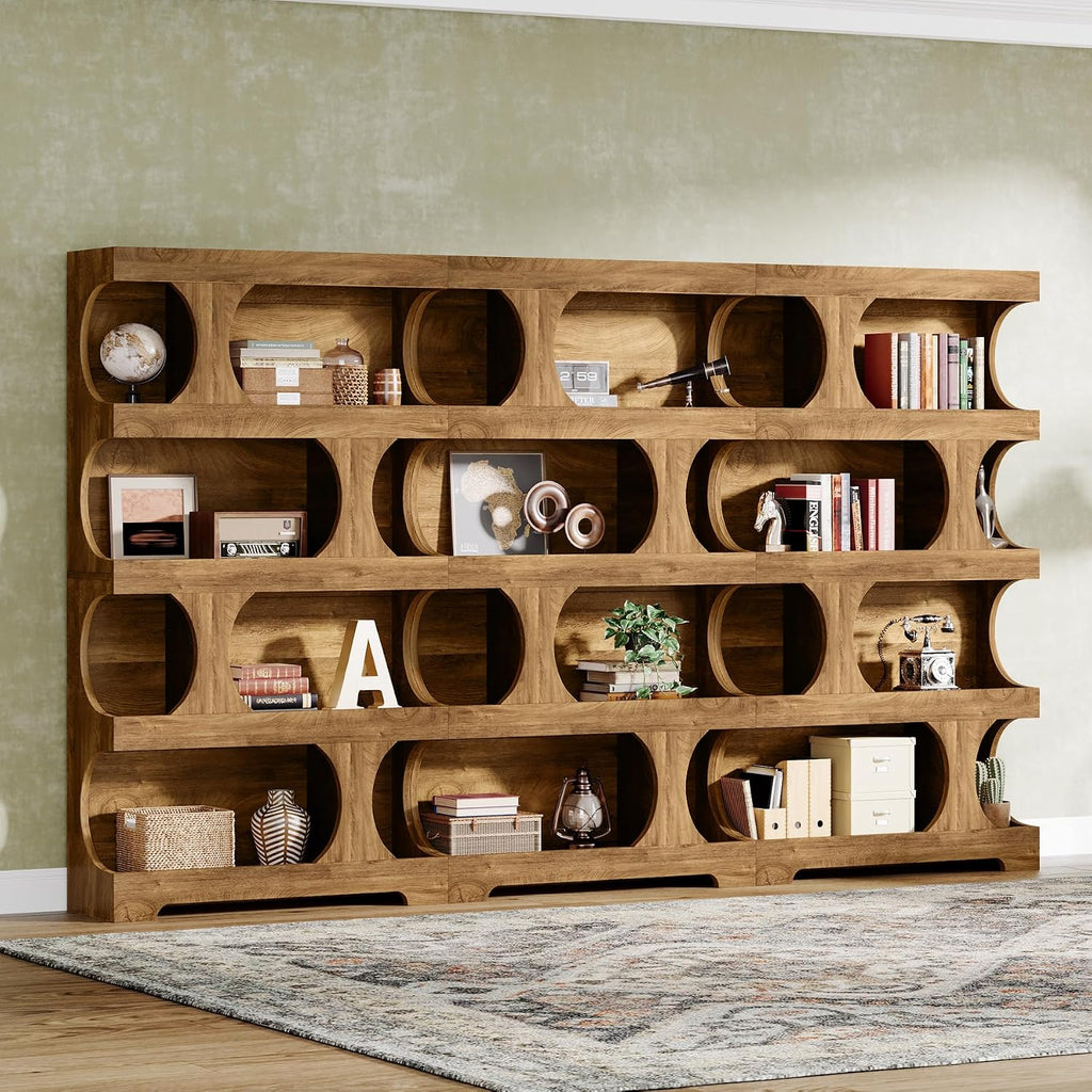 71-Inch S-Shaped 4-Tier Bookcase – Set of 2