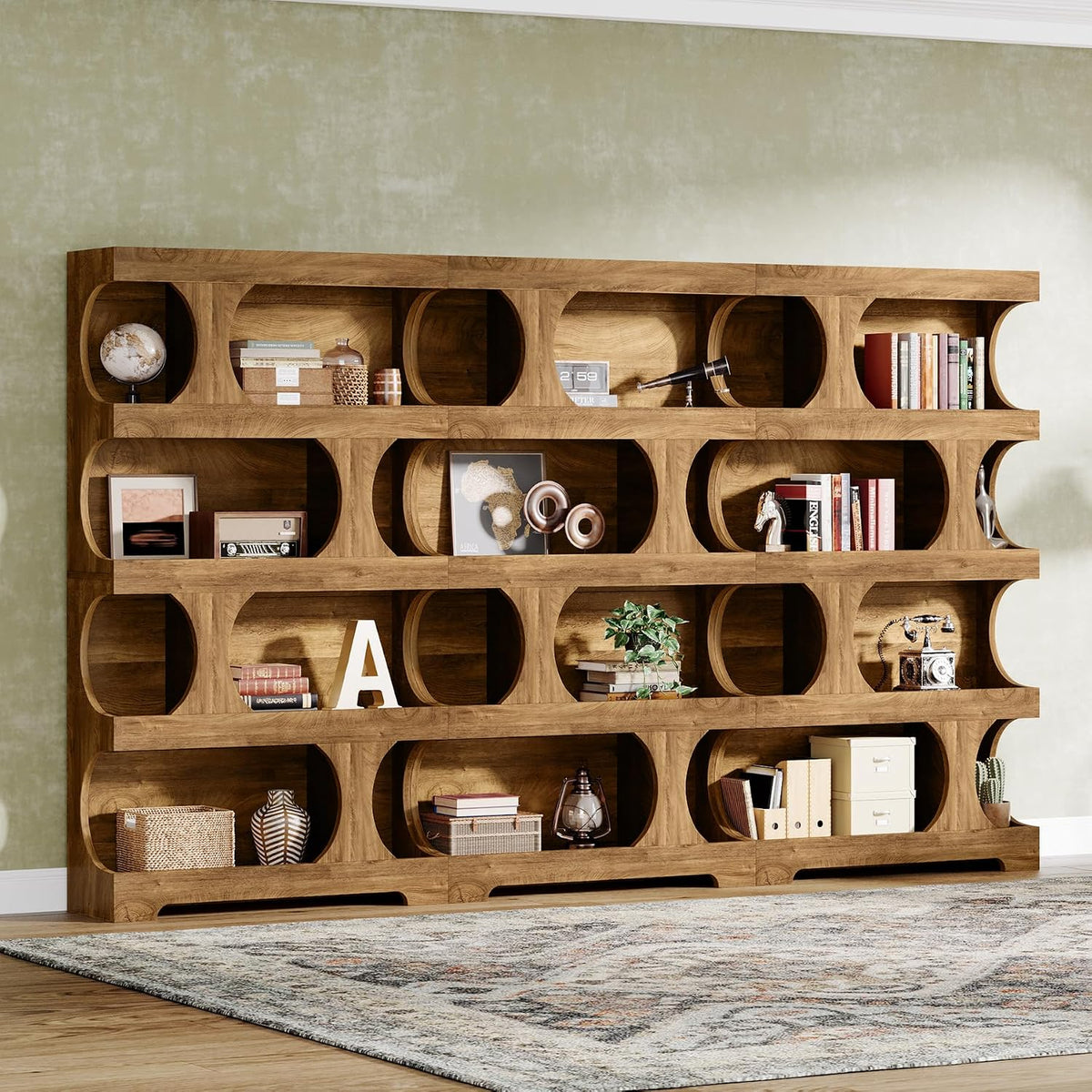 71-Inch S-Shaped 4-Tier Bookcase – Set of 2