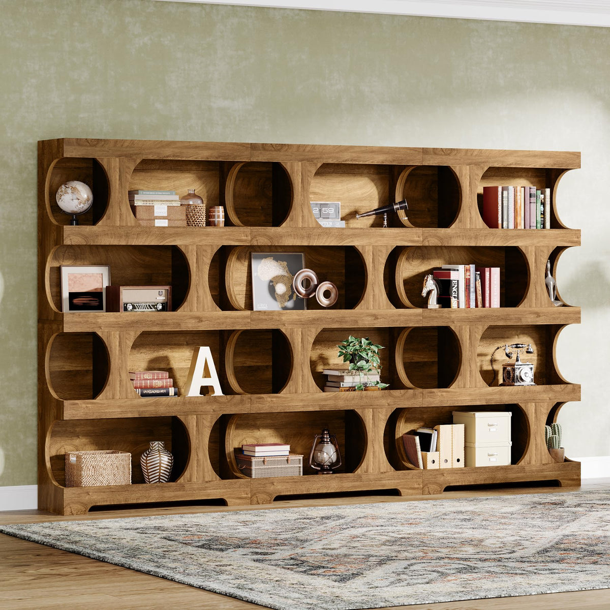 71-Inch S-Shaped 4-Tier Bookcase – Set of 2