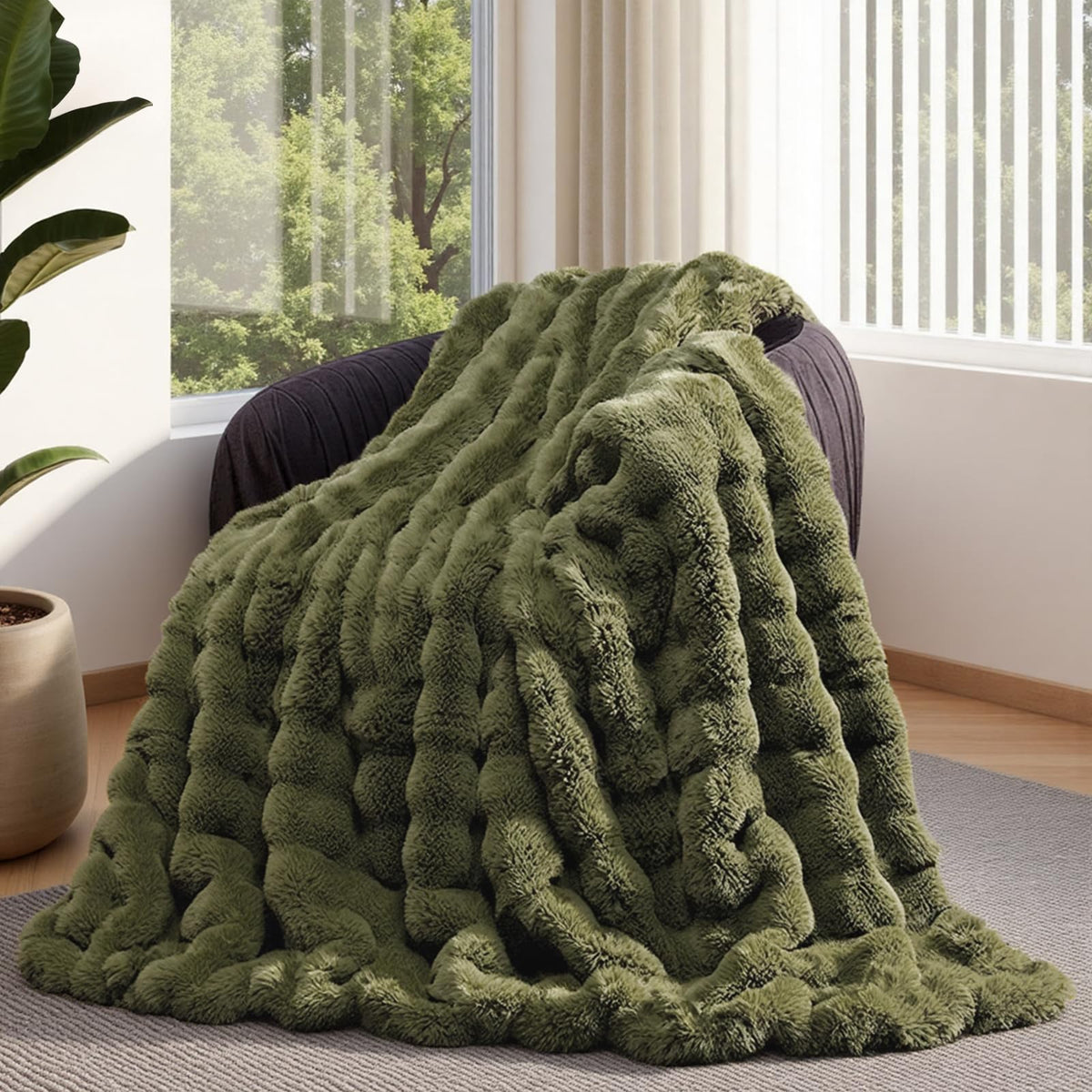 Cow-Print Faux Fur Throw Blanket