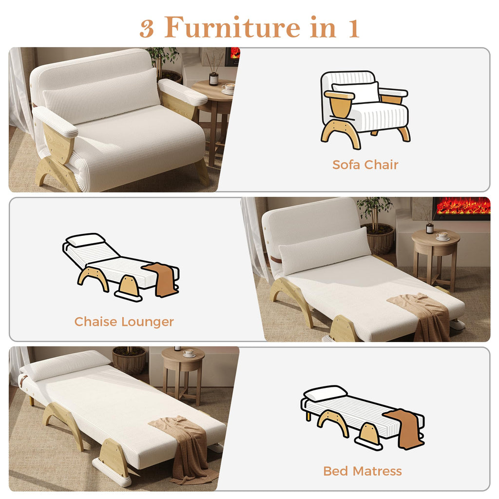 JASIWAY 47" 3-in-1 Convertible Sofa Sleeper Chair Bed for Adults, Futon