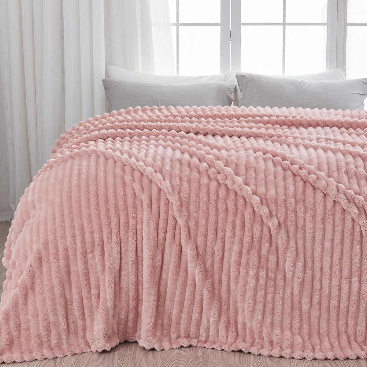 Ribbed Fleece Throw Blanket