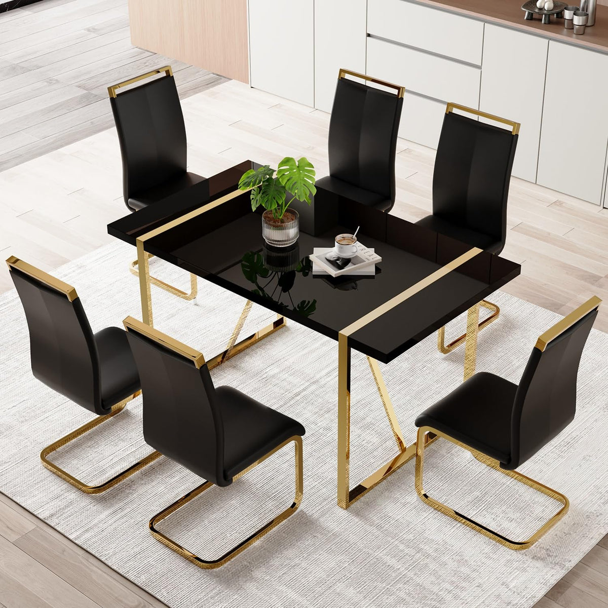 White & Gold Dining Table Set