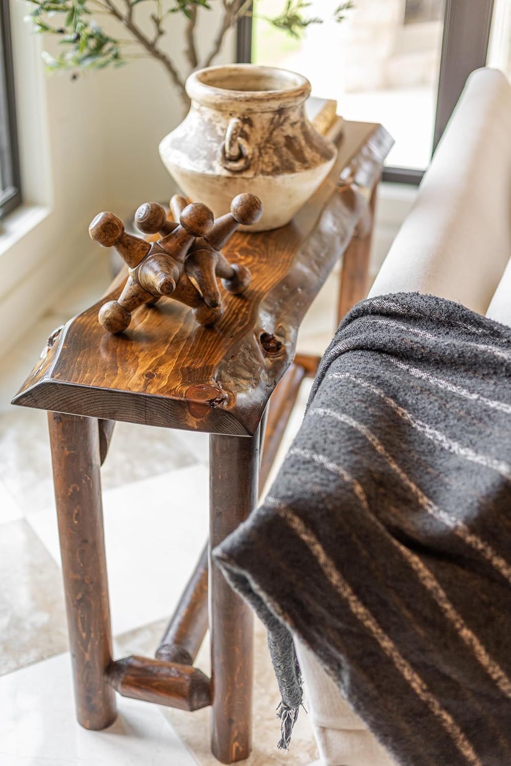 Live-Edge Wood Console Table