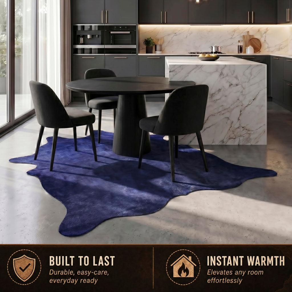 Natural Geneva Cowhide Area Rug, Off-White, 6 ft x 7 ft