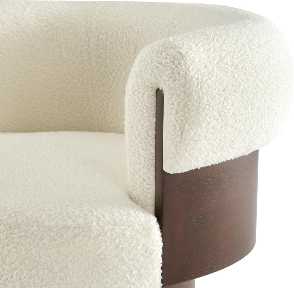 Bouclé Swivel Barrel Accent Chairs – Set of 2