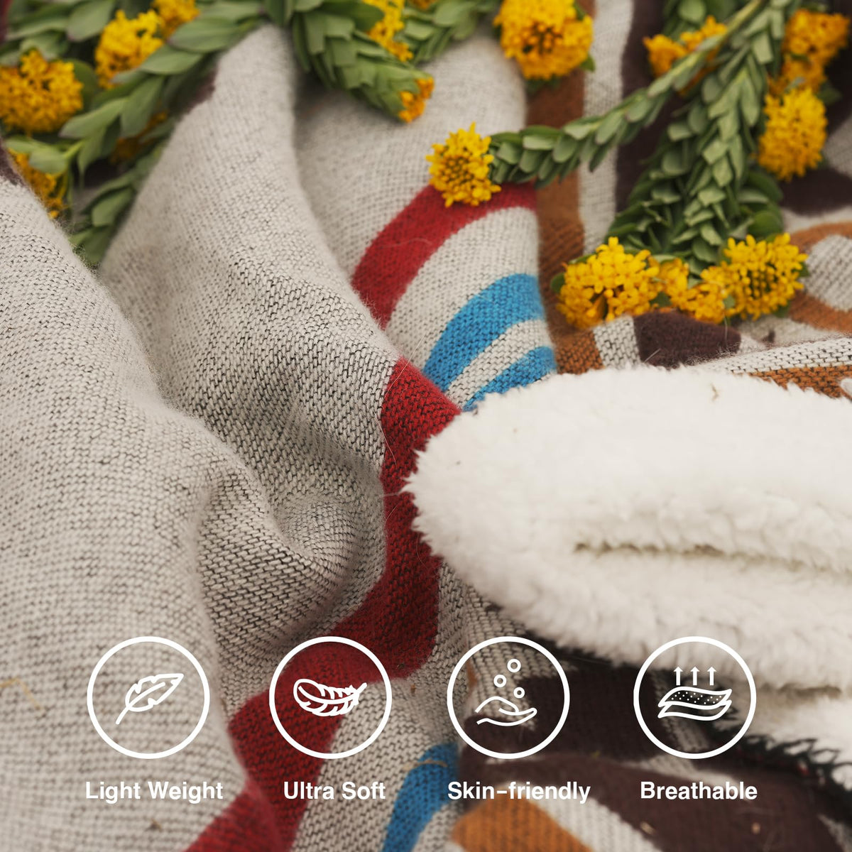 Aztec Sherpa-Lined Throw Blanket