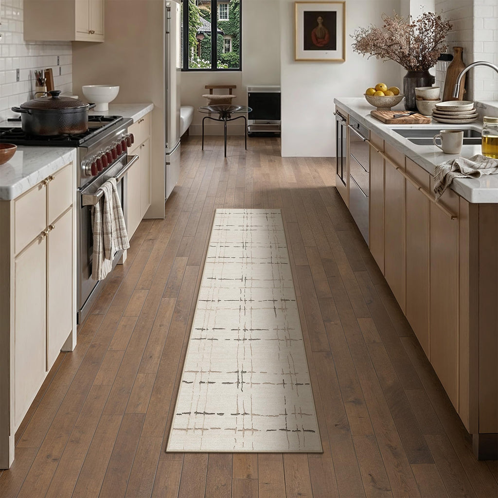 PureCozy 8x10 Beige Neutral Area Rug for Living Room Non Slip Carpet