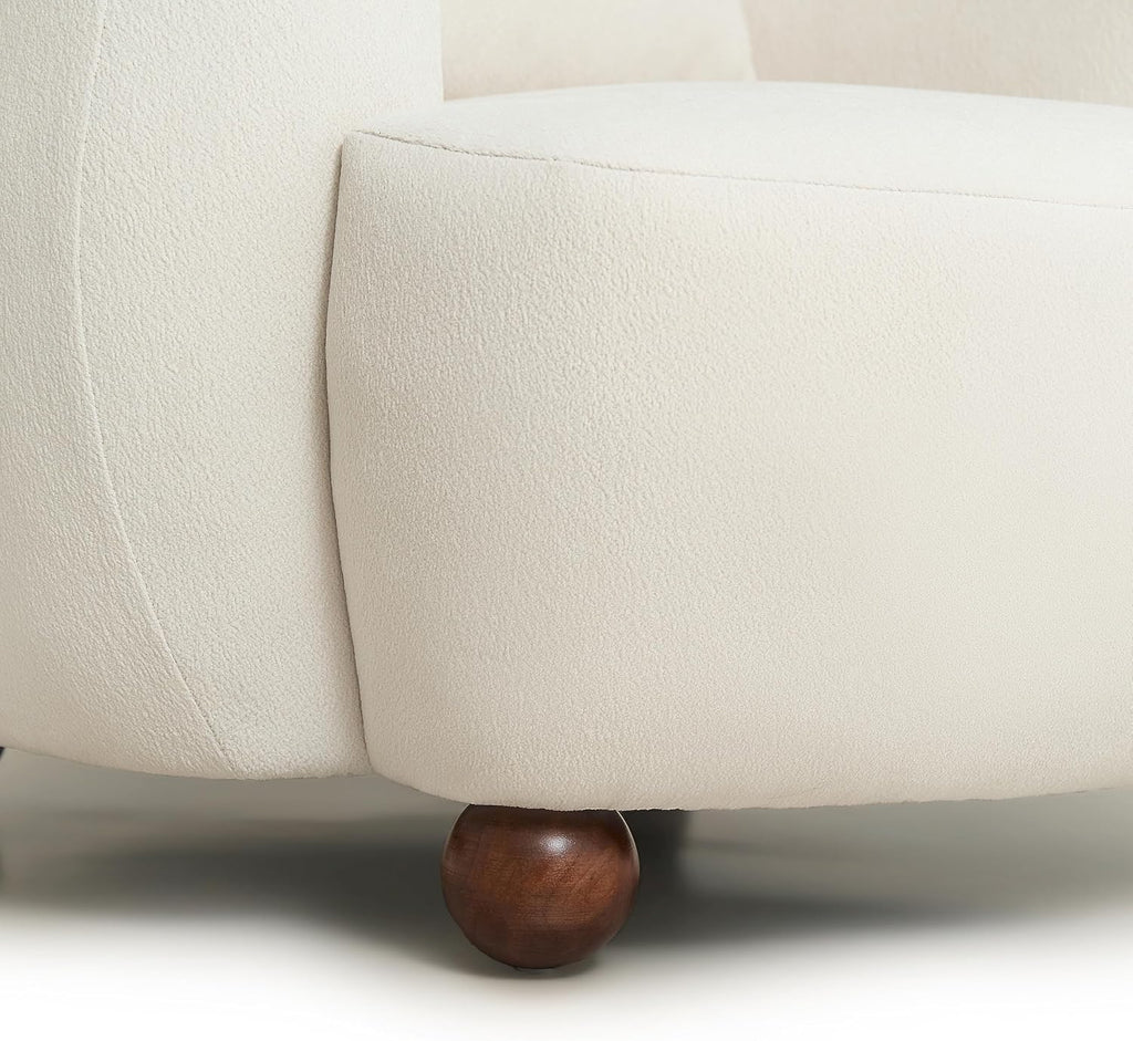 Compact 38in Solid American White Oak Fabric Nordic Style Lazy Chair Pillow for Living Room Home Office Relaxation