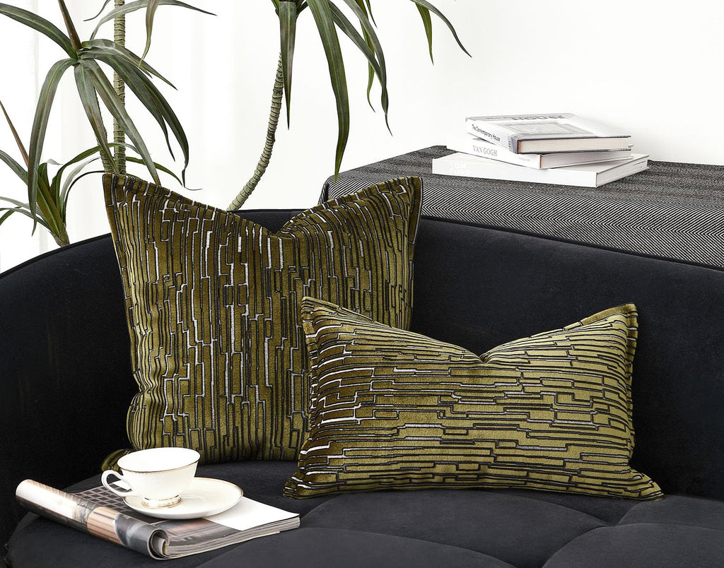 Luxury Brown Cut Pile Velvet Pillow Covers 18x18 with Raised Textured Pattern(Not a