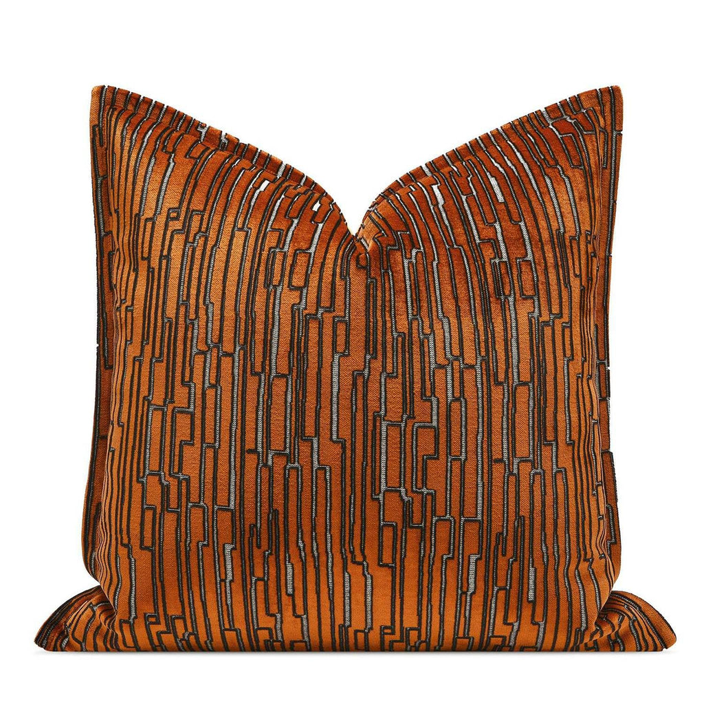 Luxury Brown Cut Pile Velvet Pillow Covers 18x18 with Raised Textured Pattern(Not a