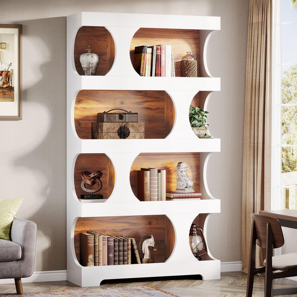 71-Inch Asymmetrical 4-Tier Bookcase