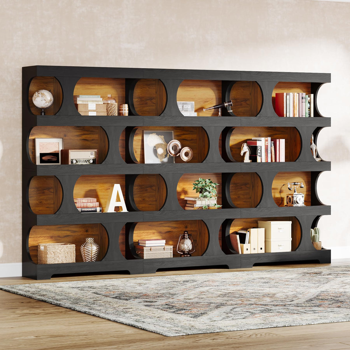 71-Inch S-Shaped 4-Tier Bookcase – Set of 2